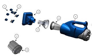 מבנה שואב חשמלי לניקוי קרקעית בריכות